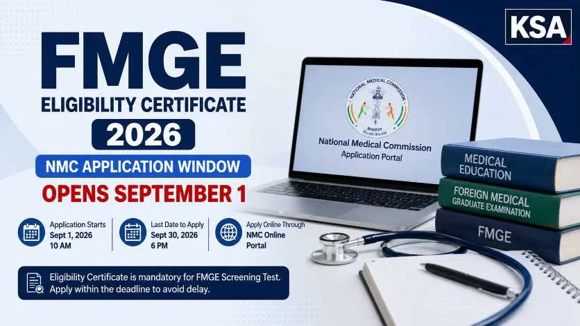 FMGE Eligibility Certificate 2026: NMC Application Window Opens September 1, Check Dates and Guidelines