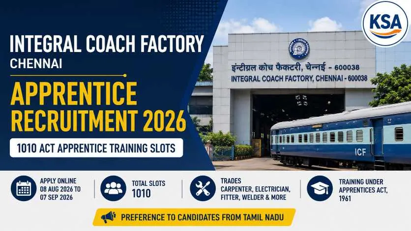 Integral Coach Factory Apprentice Recruitment 2026: Apply Online for 1010 Act Apprentice Training Slots