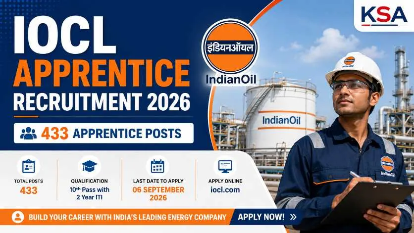 IOCL Apprentice Recruitment 2026: Applications Open for 433 Posts, Apply by September 6
