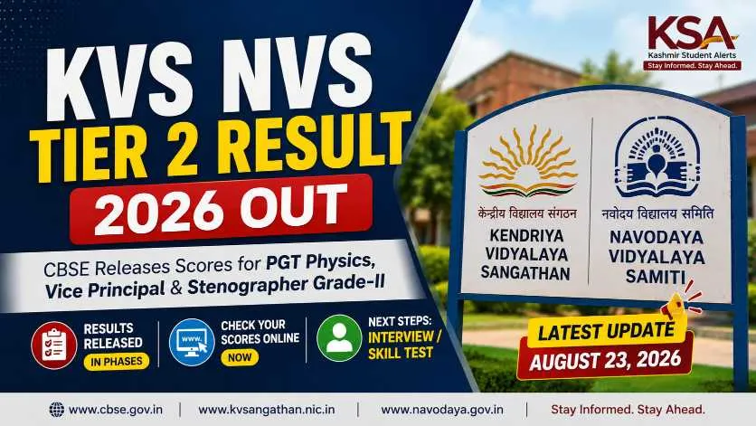 KVS NVS Tier 2 Result 2026 Out: CBSE Releases PGT Physics, Vice Principal and Stenographer Grade-II Scores
