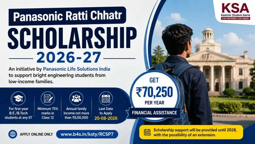 Panasonic Ratti Chhatr Scholarship 2026-27: IIT BTech Students Can Get ₹70,250 Per Year, Apply Before August 20