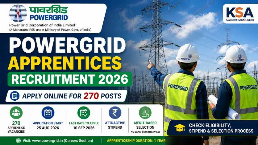 POWERGRID Apprentices Recruitment 2026: Apply Online for 270 Posts, Check Eligibility, Stipend & Selection Process
