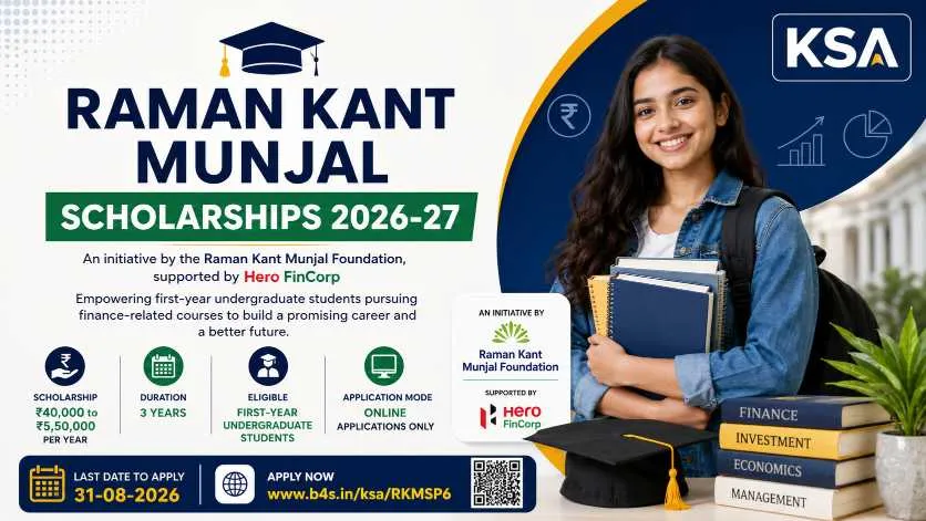 Raman Kant Munjal Scholarships 2026-27: Get Up to ₹5.5 Lakh Per Year, Apply by August 31, 2026