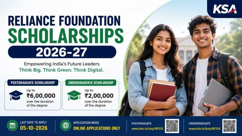 Reliance Foundation Scholarships 2026-27: Apply for Undergraduate and Postgraduate Scholarships by October 5