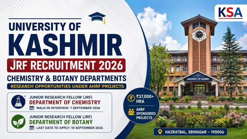 University of Kashmir JRF Recruitment 2026: Chemistry and Botany Vacancies, Eligibility, Salary and Application Details