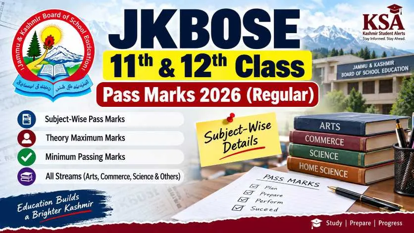 JKBOSE 11th & 12th Class Pass Marks 2026: Check Subject-Wise Minimum Marks