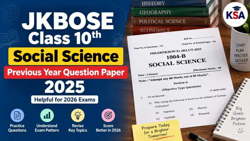 JKBOSE Class 10th Social Science Previous Year Question Paper 2025 PDF: Useful for 2026 Exam Preparation