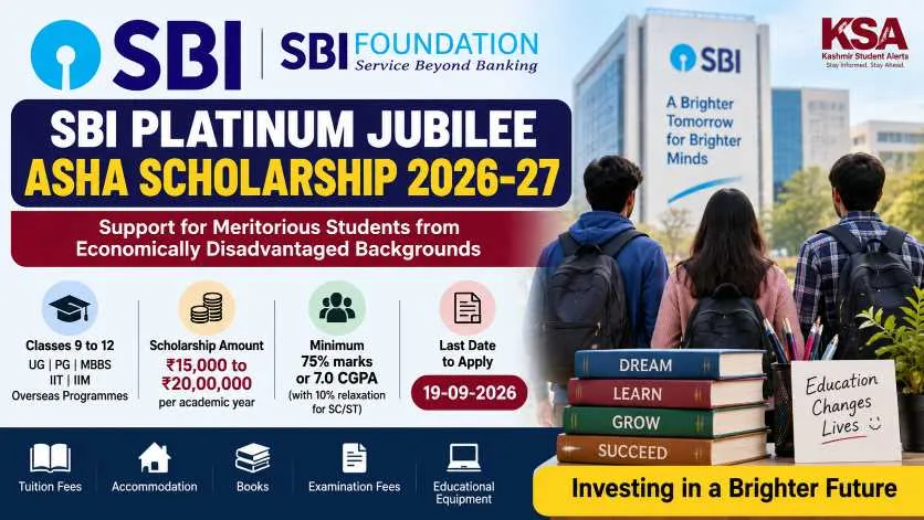 SBI Platinum Jubilee Asha Scholarship 2026-27: Eligibility, Benefits, Last Date and How to Apply