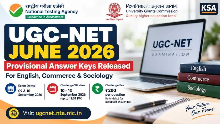 UGC-NET June 2026 Provisional Answer Keys Released for English, Commerce and Sociology