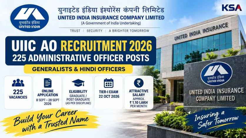 UIIC AO Recruitment 2026: 225 Administrative Officer Posts, Apply Online from September 8